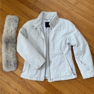 Ivory Ski Jacket with Faux Fur Trim